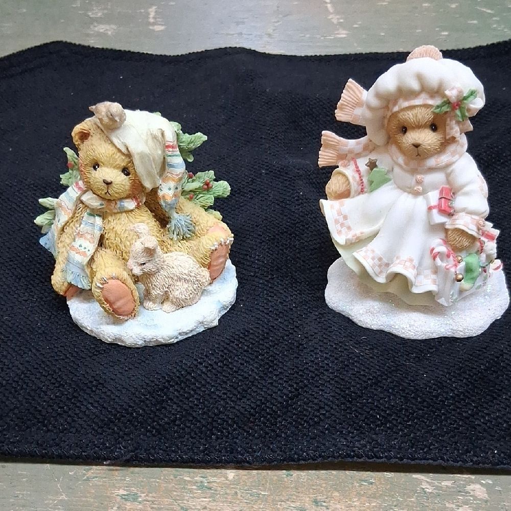 Christmas Cherished Teddies Pair: The Spirit Of Friendship,& Gifts Of Friendship